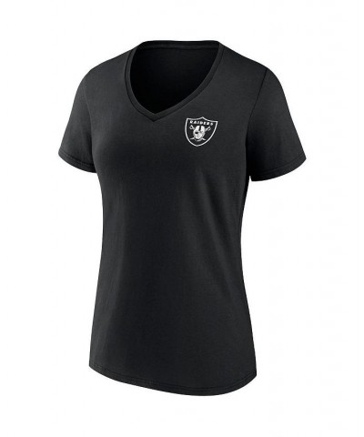 Women's Branded Black Las Vegas Raiders Team Mother's Day V-Neck T-shirt Black $21.41 Tops