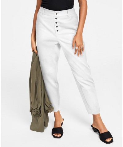 Women's Button Fly High Rise Tapered Pants White $19.19 Pants