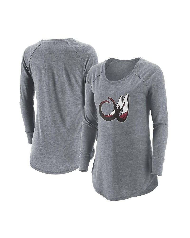 Women's Gray Colorado Mammoth Primary Logo Tri-Blend Long Sleeve T-shirt Gray $23.84 Tops