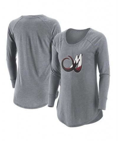 Women's Gray Colorado Mammoth Primary Logo Tri-Blend Long Sleeve T-shirt Gray $23.84 Tops