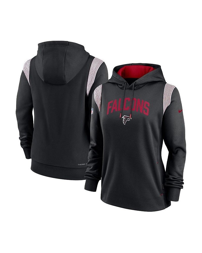 Women's Black Atlanta Falcons Sideline Stack Performance Pullover Hoodie Black $50.34 Sweatshirts