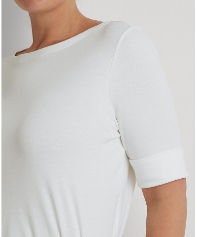 Plus Size Cotton-Blend Boatneck Top White $29.16 Tops