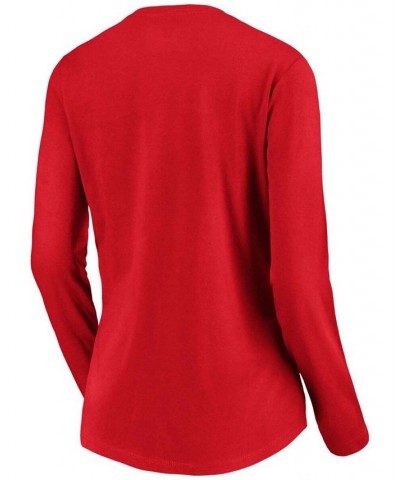 Women's Red Chicago Blackhawks Primary Logo Long Sleeve V-Neck T-shirt Red $24.35 Tops