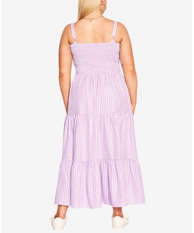 Trendy Plus Size Gingham Straight Neck Maxi Dress Lavendula Gingham $43.86 Dresses