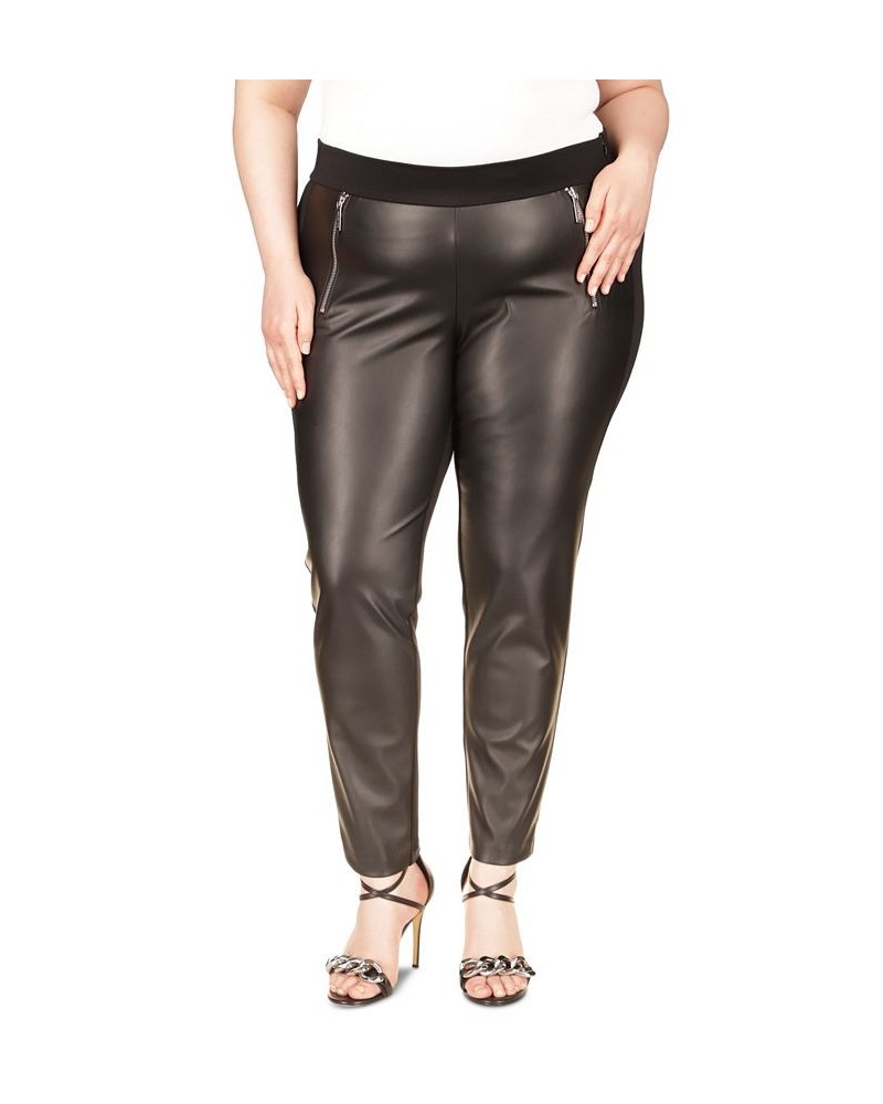 Plus Size Mixed-Media Skinny Pants Deep Black $31.16 Pants