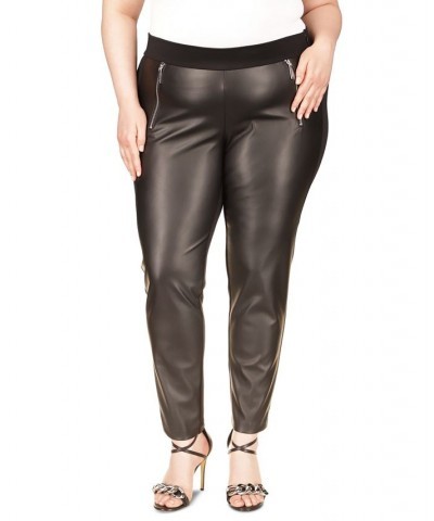 Plus Size Mixed-Media Skinny Pants Deep Black $31.16 Pants