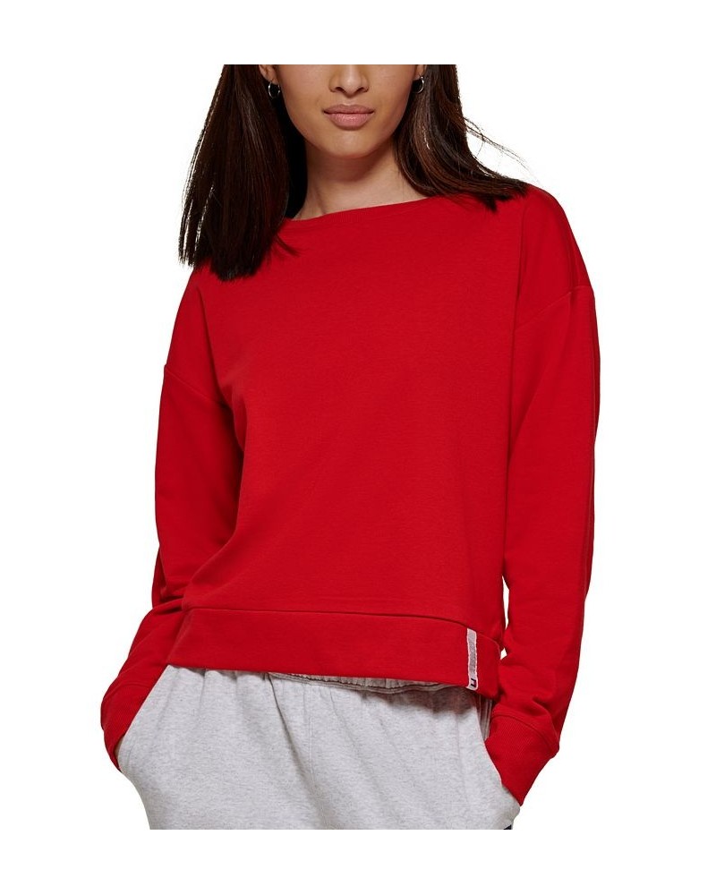 Women's Drop-Shoulder Sweatshirt Red $17.03 Tops