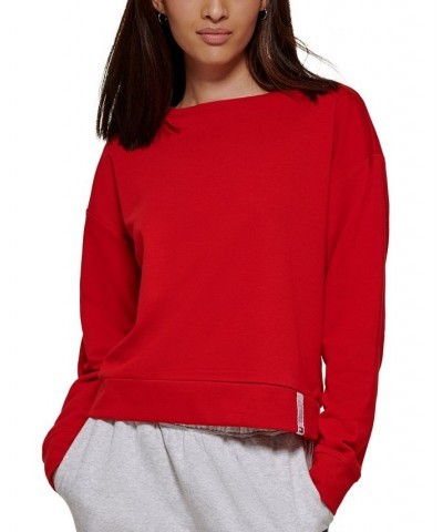 Women's Drop-Shoulder Sweatshirt Red $17.03 Tops