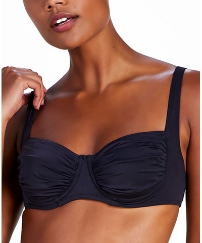 Women's Shirred Underwire Bikini Top Black $36.58 Swimsuits