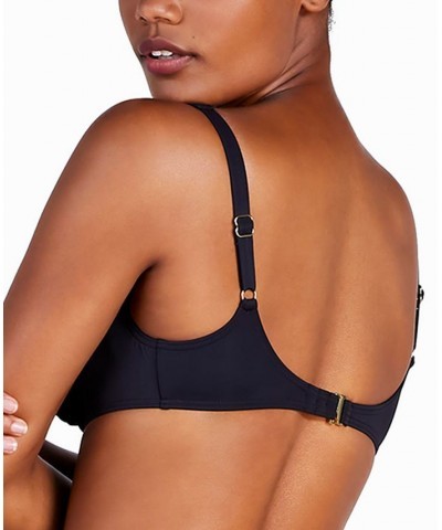 Women's Shirred Underwire Bikini Top Black $36.58 Swimsuits