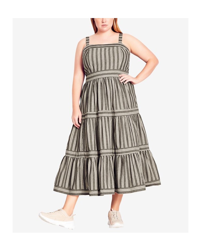 Plus Size Trendy Single Stripe Dress Black, Sand Stripe $61.09 Dresses