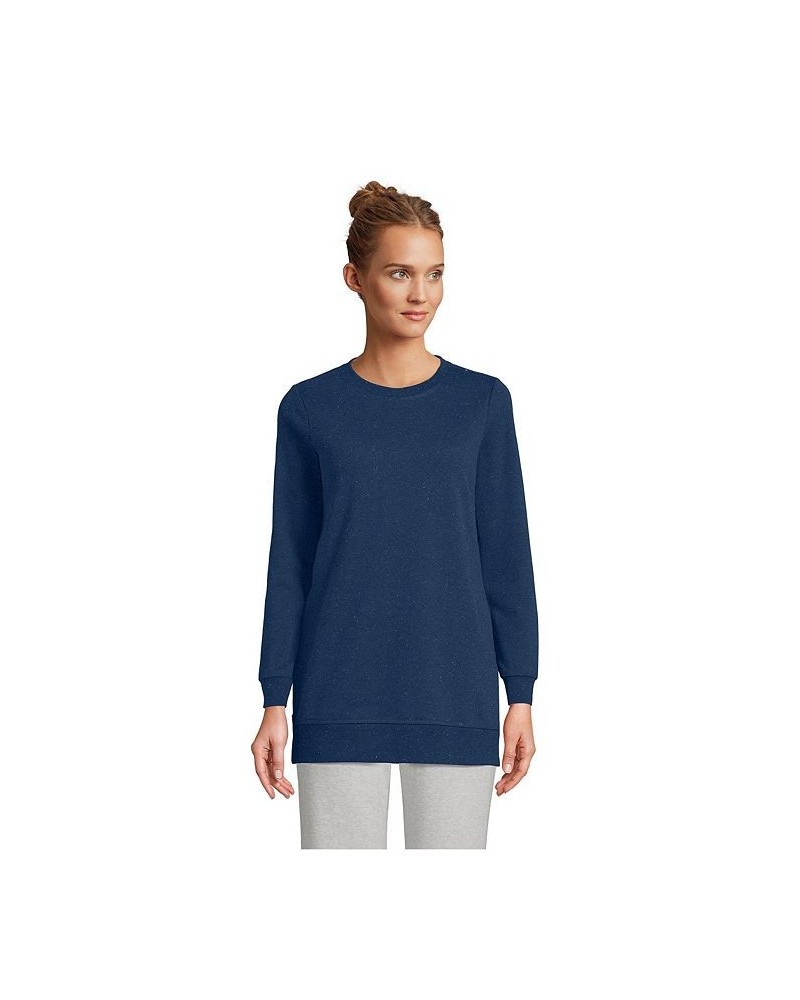 Women's Serious Sweats Crewneck Long Sleeve Sweatshirt Tunic Blue print donegal $46.72 Tops