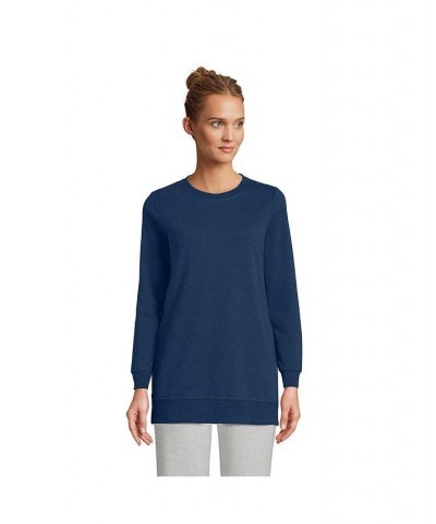 Women's Serious Sweats Crewneck Long Sleeve Sweatshirt Tunic Blue print donegal $46.72 Tops