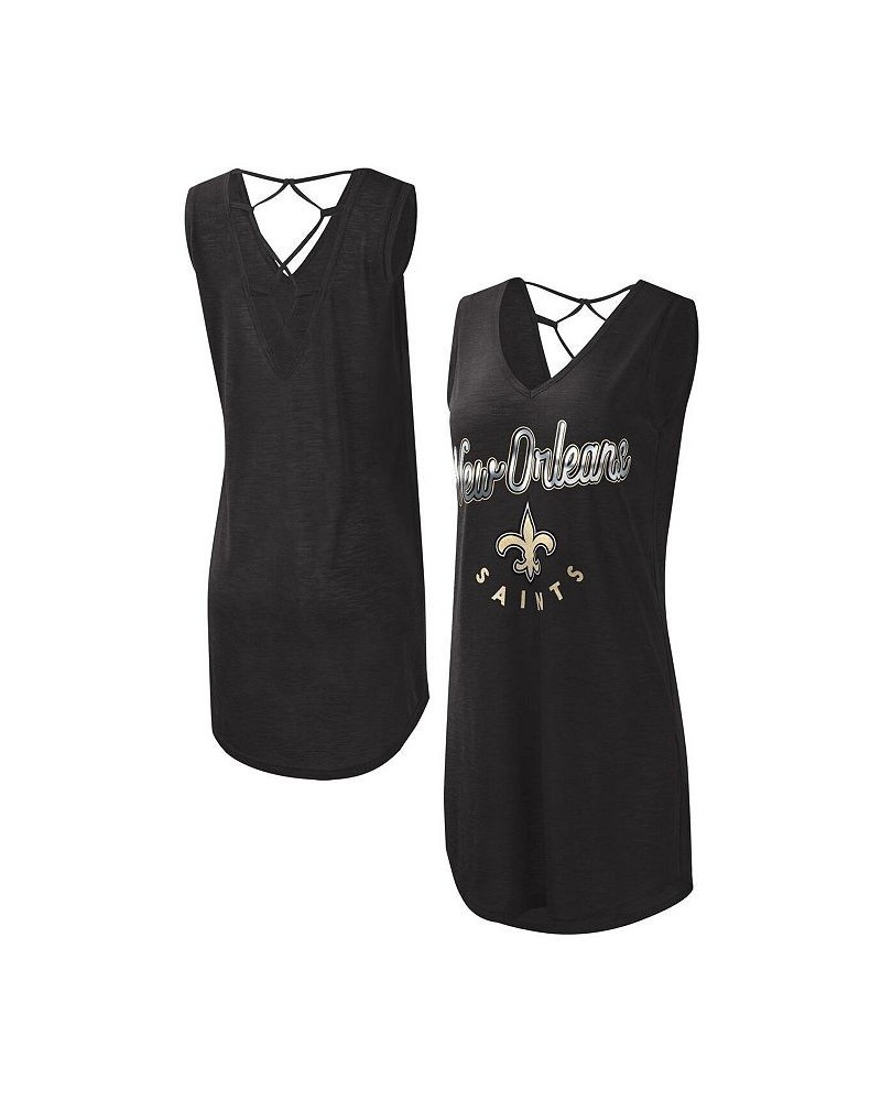 Women's Black New Orleans Saints Game Time Swim V-Neck Cover-Up Dress Black $27.43 Swimsuits