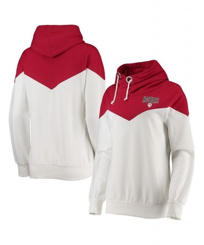 Women's Indiana Hoosiers Old School Arrow Blocked Cowl Neck Tri-Blend Pullover Hoodie White, Crimson $34.44 Sweatshirts