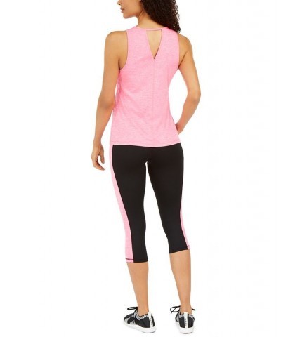 Women's Essentials Heathered Keyhole-Back Tank Top Molten Pink $9.87 Tops