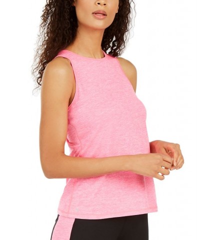 Women's Essentials Heathered Keyhole-Back Tank Top Molten Pink $9.87 Tops