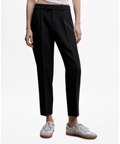 Women's Pleat Straight Trousers Black $43.19 Pants