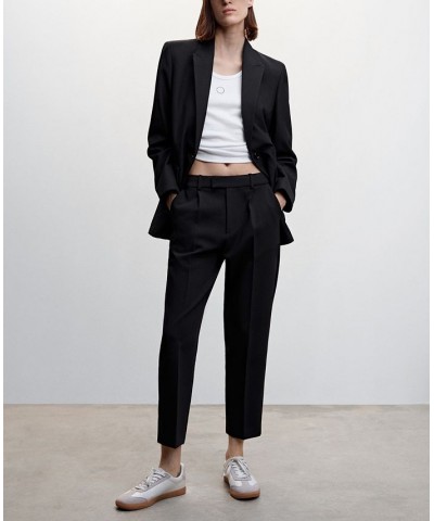 Women's Pleat Straight Trousers Black $43.19 Pants