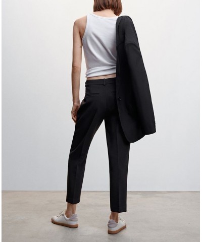 Women's Pleat Straight Trousers Black $43.19 Pants