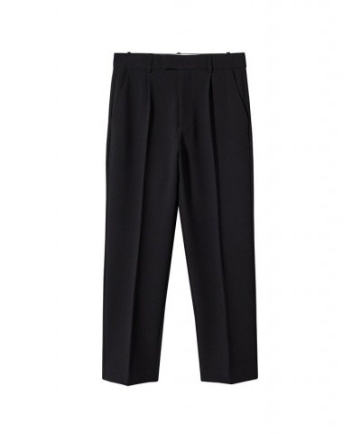 Women's Pleat Straight Trousers Black $43.19 Pants