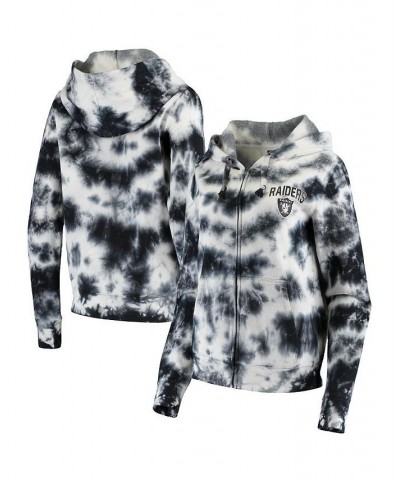 Women's Black Las Vegas Raiders Tie Dye Fleece Full-Zip Hoodie Black $43.99 Sweatshirts