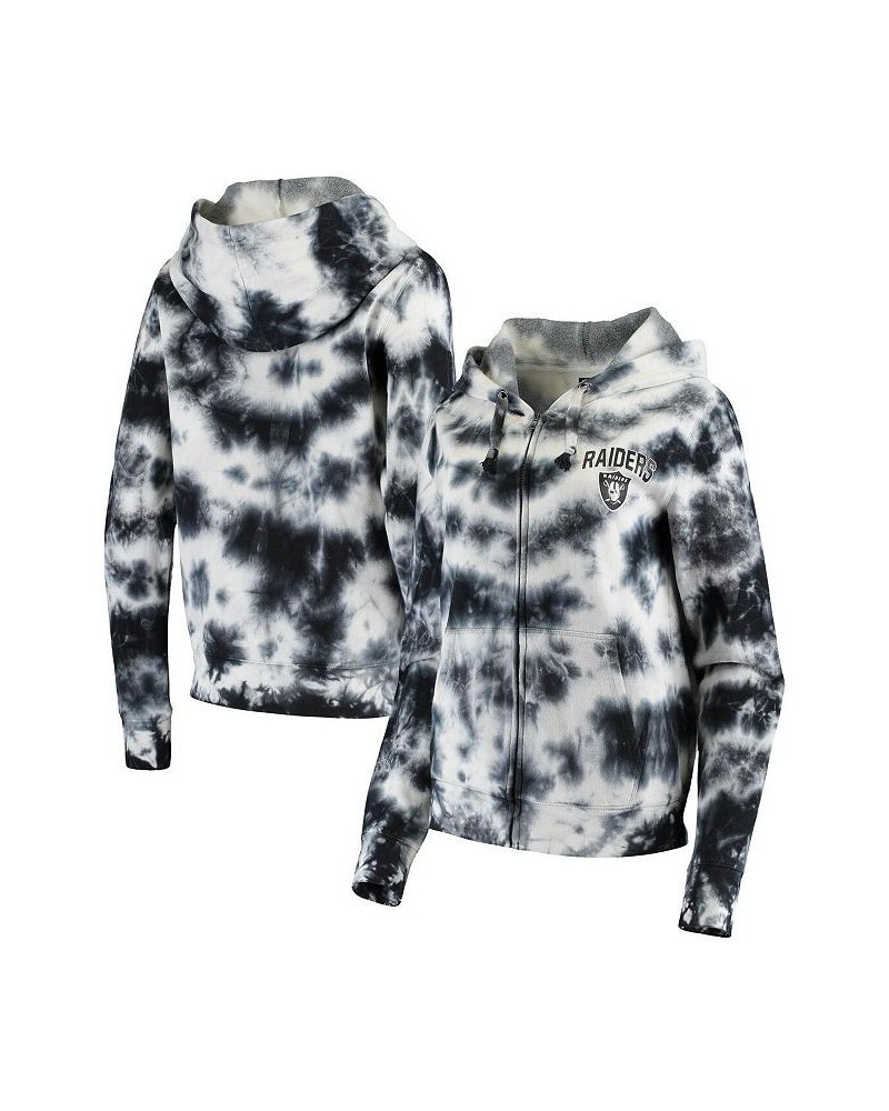 Women's Black Las Vegas Raiders Tie Dye Fleece Full-Zip Hoodie Black $43.99 Sweatshirts