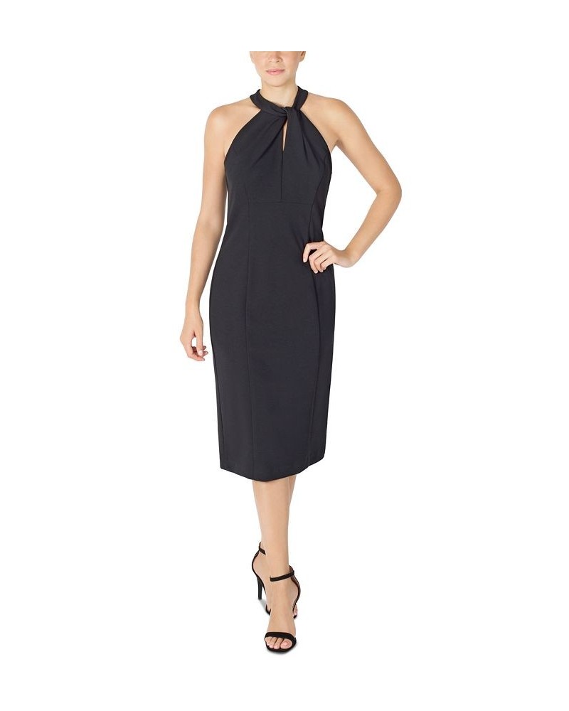 Halter-Neck Sleeveless Sheath Dress Black $40.46 Dresses