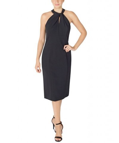 Halter-Neck Sleeveless Sheath Dress Black $40.46 Dresses