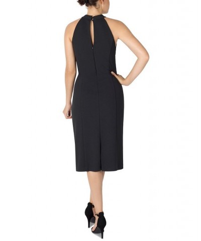 Halter-Neck Sleeveless Sheath Dress Black $40.46 Dresses