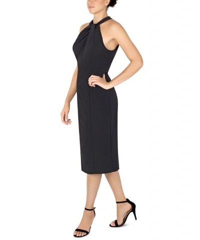 Halter-Neck Sleeveless Sheath Dress Black $40.46 Dresses