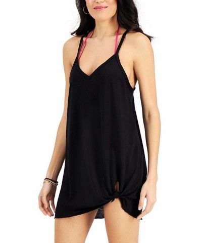 Juniors' Knot-Hem Cover-Up Dress Black $20.14 Swimsuits