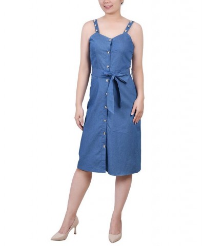 Petite Sweetheart Neck Chambray Sundress Medium Denim $15.54 Dresses