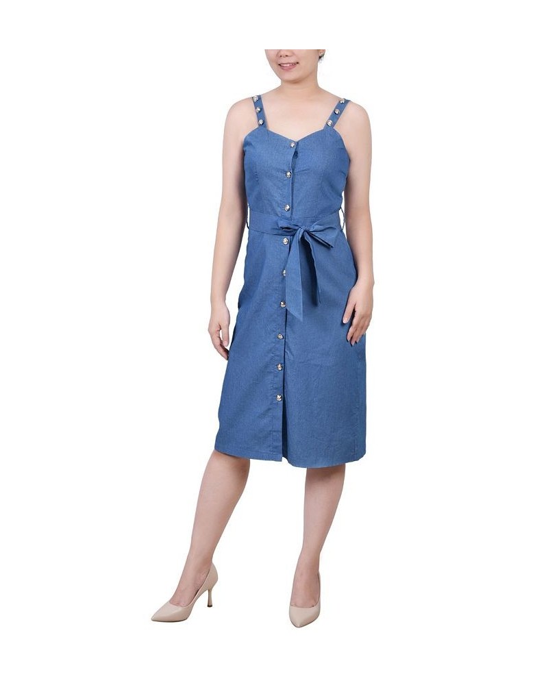 Petite Sweetheart Neck Chambray Sundress Medium Denim $15.54 Dresses