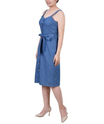 Petite Sweetheart Neck Chambray Sundress Medium Denim $15.54 Dresses