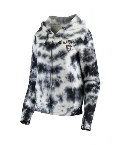 Women's Black Las Vegas Raiders Tie Dye Fleece Full-Zip Hoodie Black $43.99 Sweatshirts