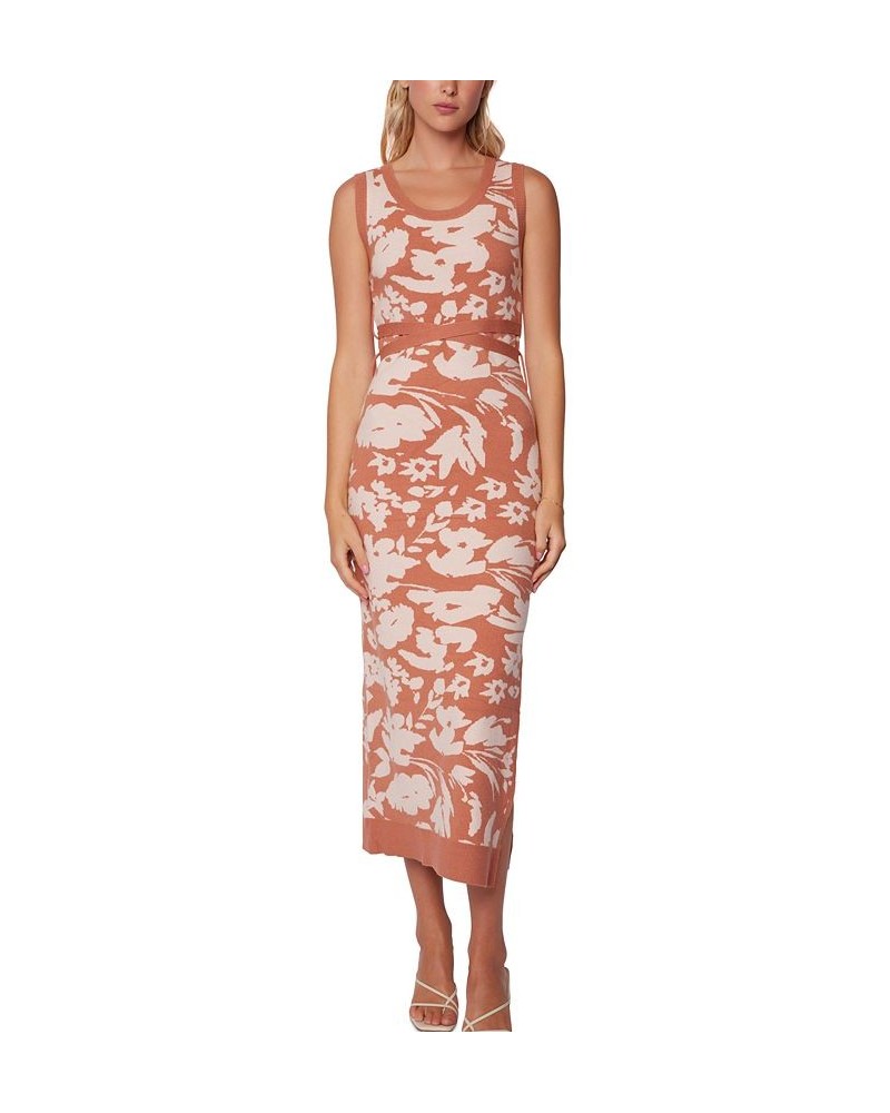 Women's Aurora Printed Midi Dress Bronzy Rose Floral $50.76 Dresses