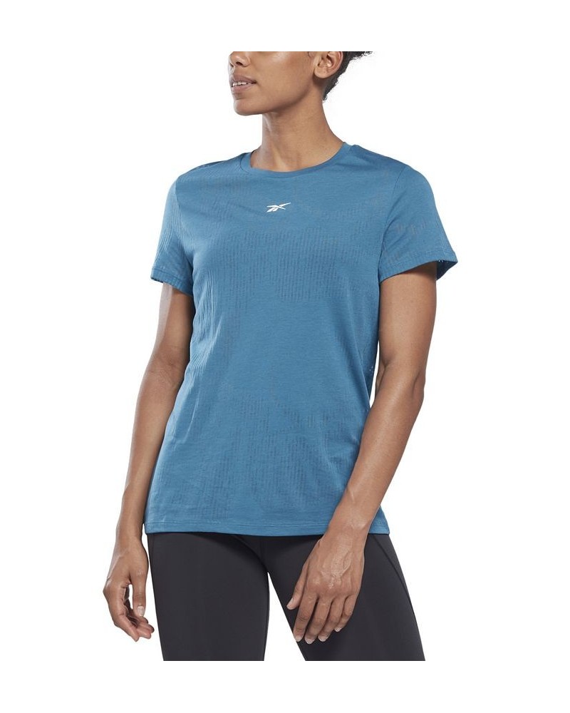 Women's Burnout Logo Crewneck T-Shirt Blue $17.00 Tops