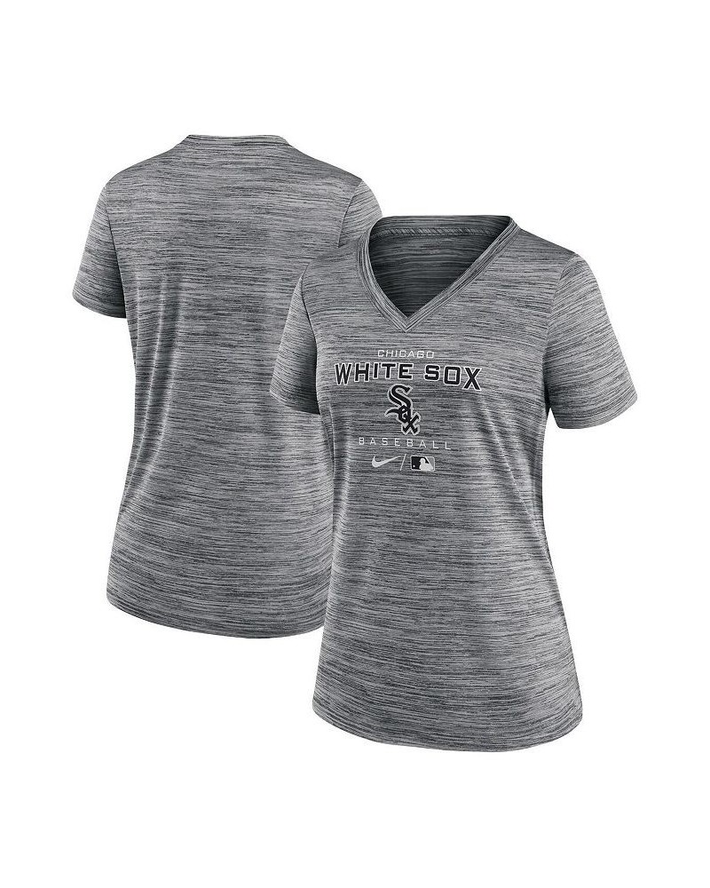 Women's Anthracite Chicago White Sox Authentic Collection Velocity Space-Dye Performance V-Neck T-shirt Anthracite $18.45 Tops