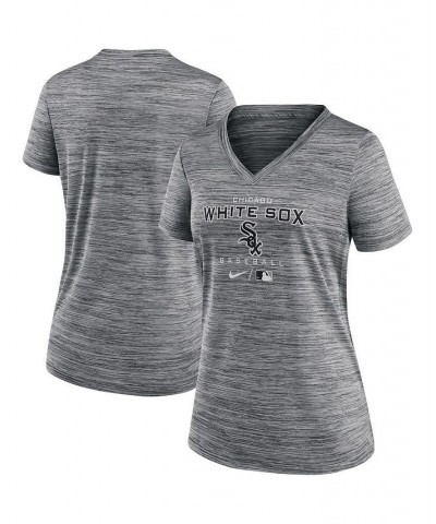 Women's Anthracite Chicago White Sox Authentic Collection Velocity Space-Dye Performance V-Neck T-shirt Anthracite $18.45 Tops