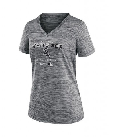 Women's Anthracite Chicago White Sox Authentic Collection Velocity Space-Dye Performance V-Neck T-shirt Anthracite $18.45 Tops