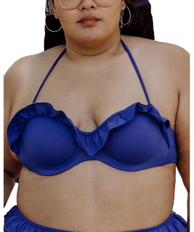 Ruby women's plus size ruffle bikini bra Blue $66.72 Swimsuits