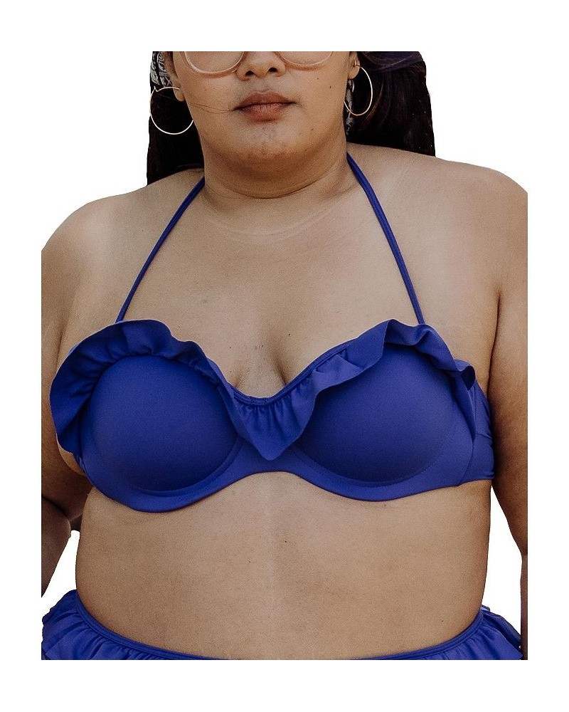 Ruby women's plus size ruffle bikini bra Blue $66.72 Swimsuits