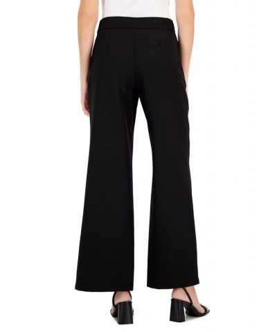 Women's High-Rise Front-Slit Flare-Leg Pants Deep Black $26.54 Pants