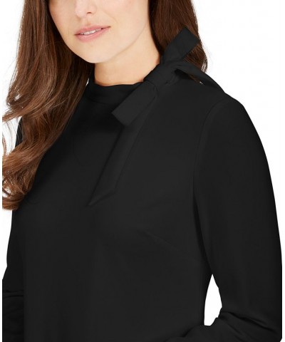 Petite Bow-Neck Long-Sleeve Sheath Dress Black $41.99 Dresses