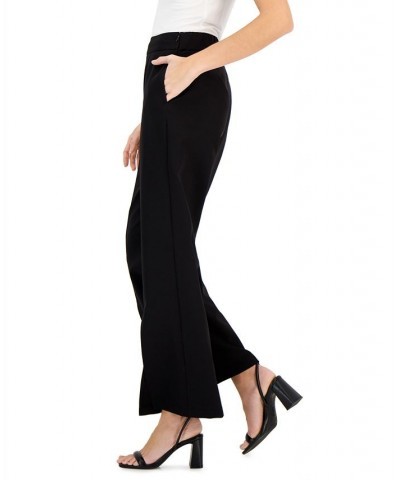 Women's High-Rise Front-Slit Flare-Leg Pants Deep Black $26.54 Pants