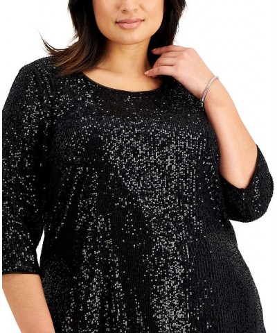 Plus Size Sequined Party Top Taupe $57.46 Tops