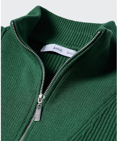 Women's High Neck Zip Sweater Green $29.40 Sweaters