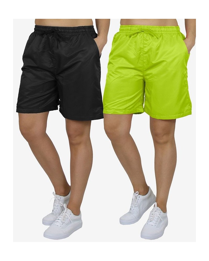 Women's Active Workout Training Shorts - Pack of 2 Black Neon Green $33.92 Shorts