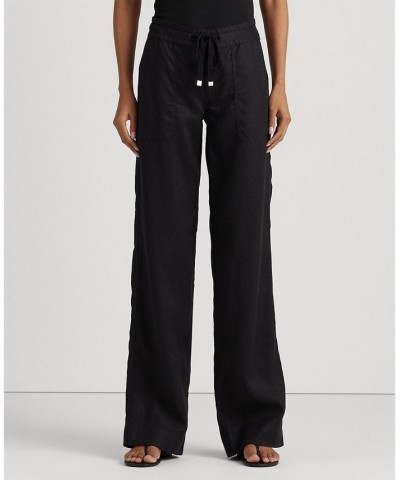 Wide-Leg Linen Pants Black $59.40 Pants